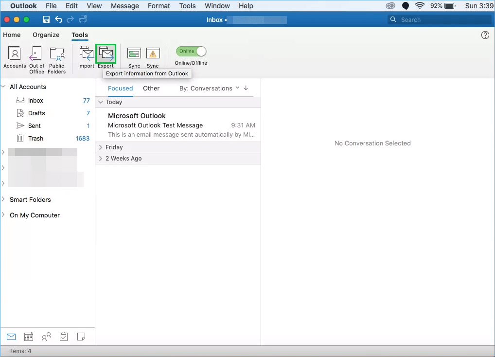 outlook for mac on my computer folder